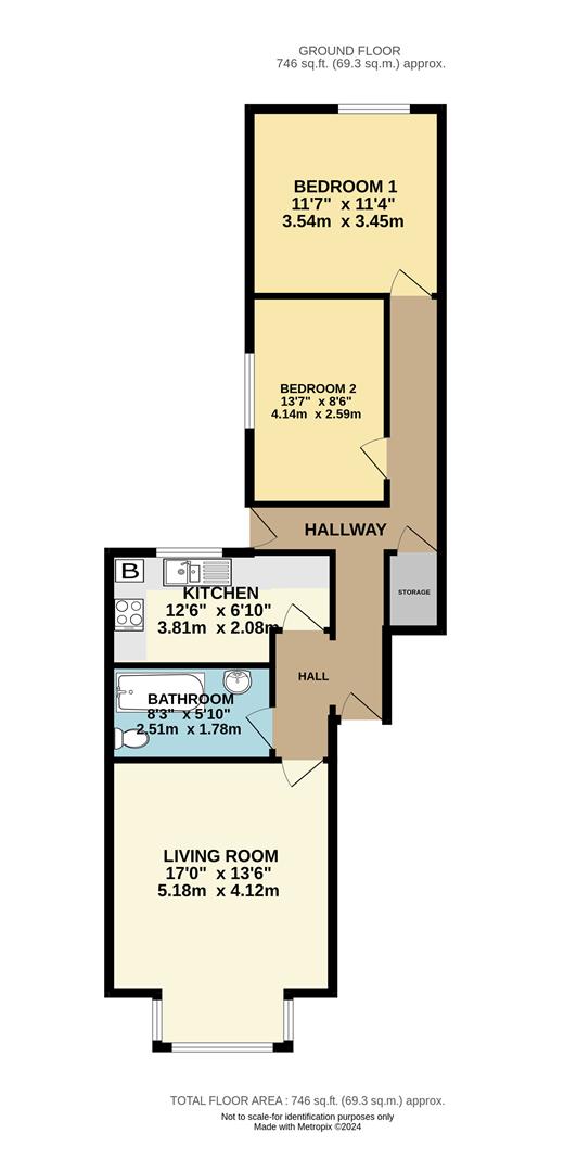 Floorplan — Flat 1, 35 Peel Road, Douglas.
