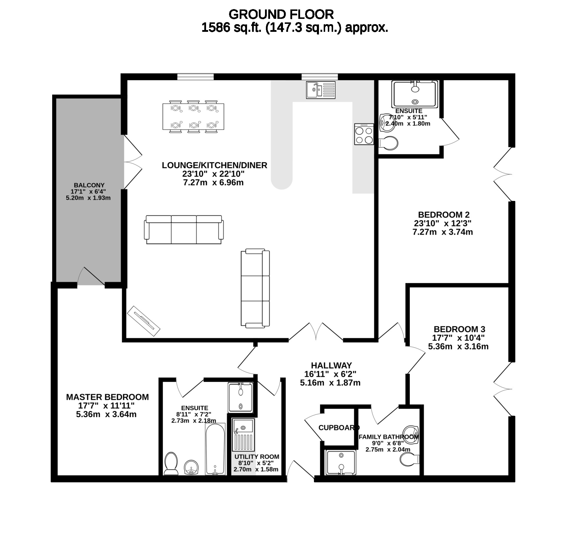 Floorplan — Apt. 4 Lakeside Apartments, Park Road, Ramsey, IM8 3AR.