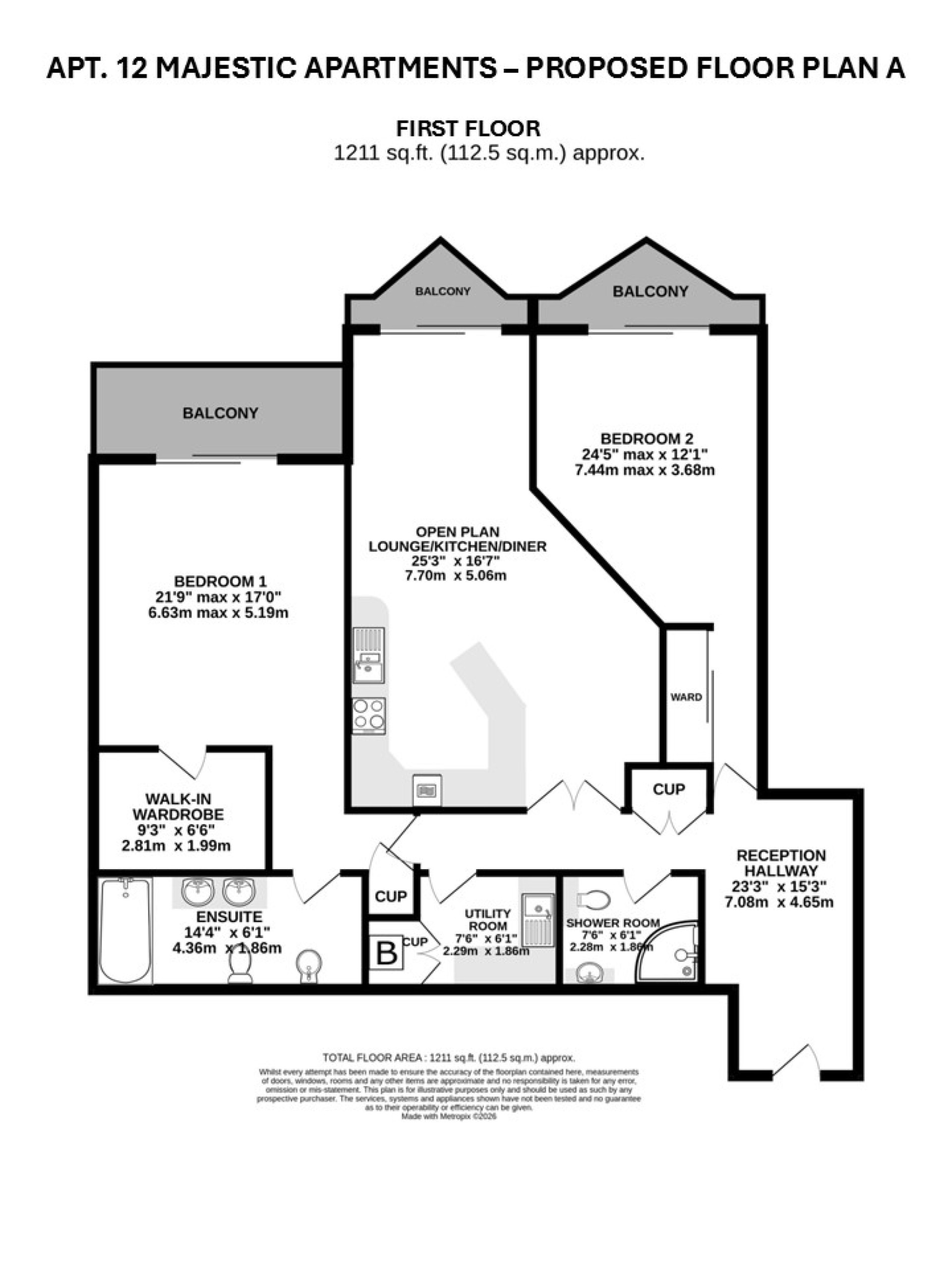 Floorplan — Apt. 12 Majestic Apartments, King Edward Road, Onchan, IM3 2BD. — Plan 2 of 5