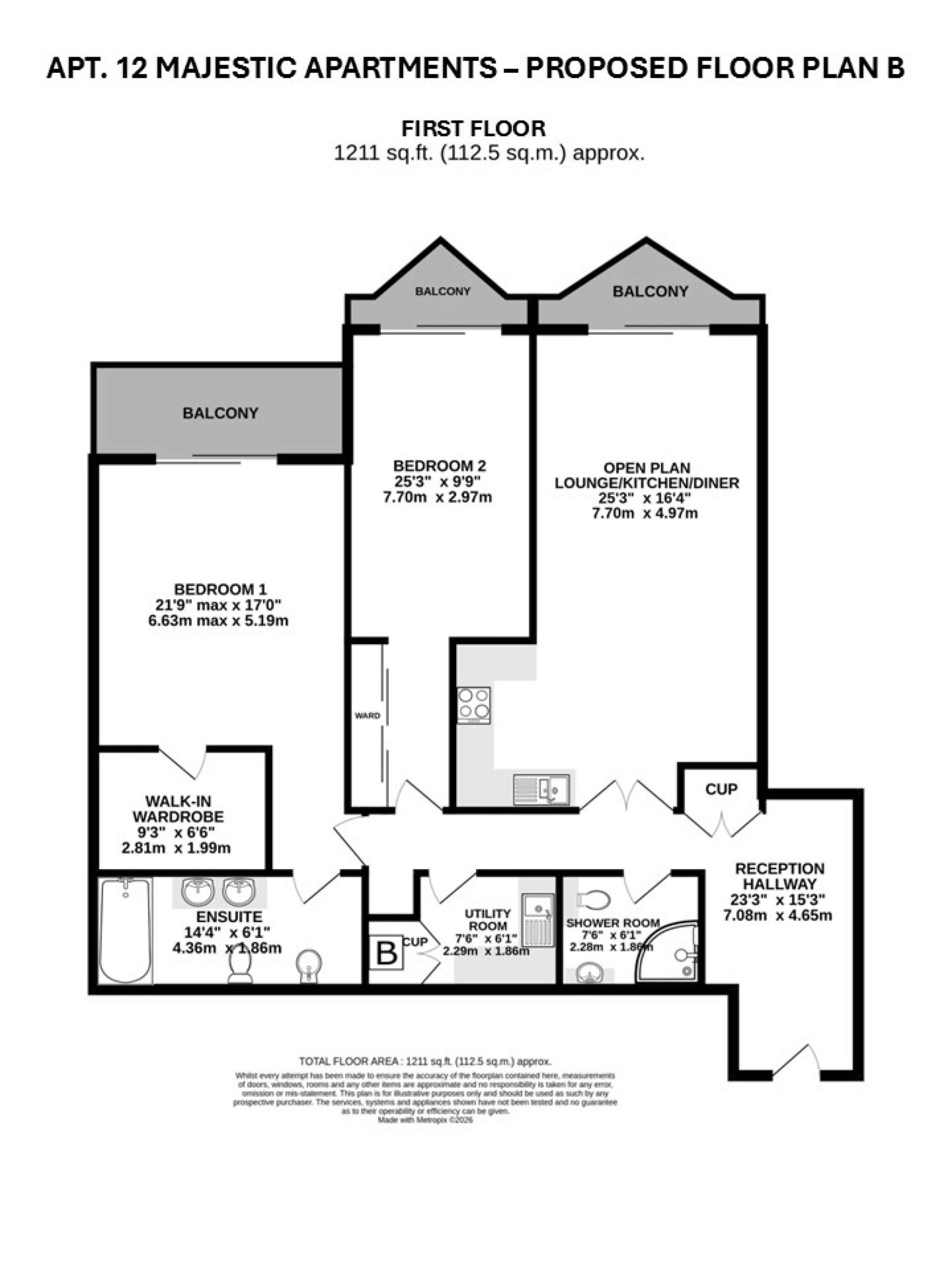 Floorplan — Apt. 12 Majestic Apartments, King Edward Road, Onchan, IM3 2BD. — Plan 3 of 5