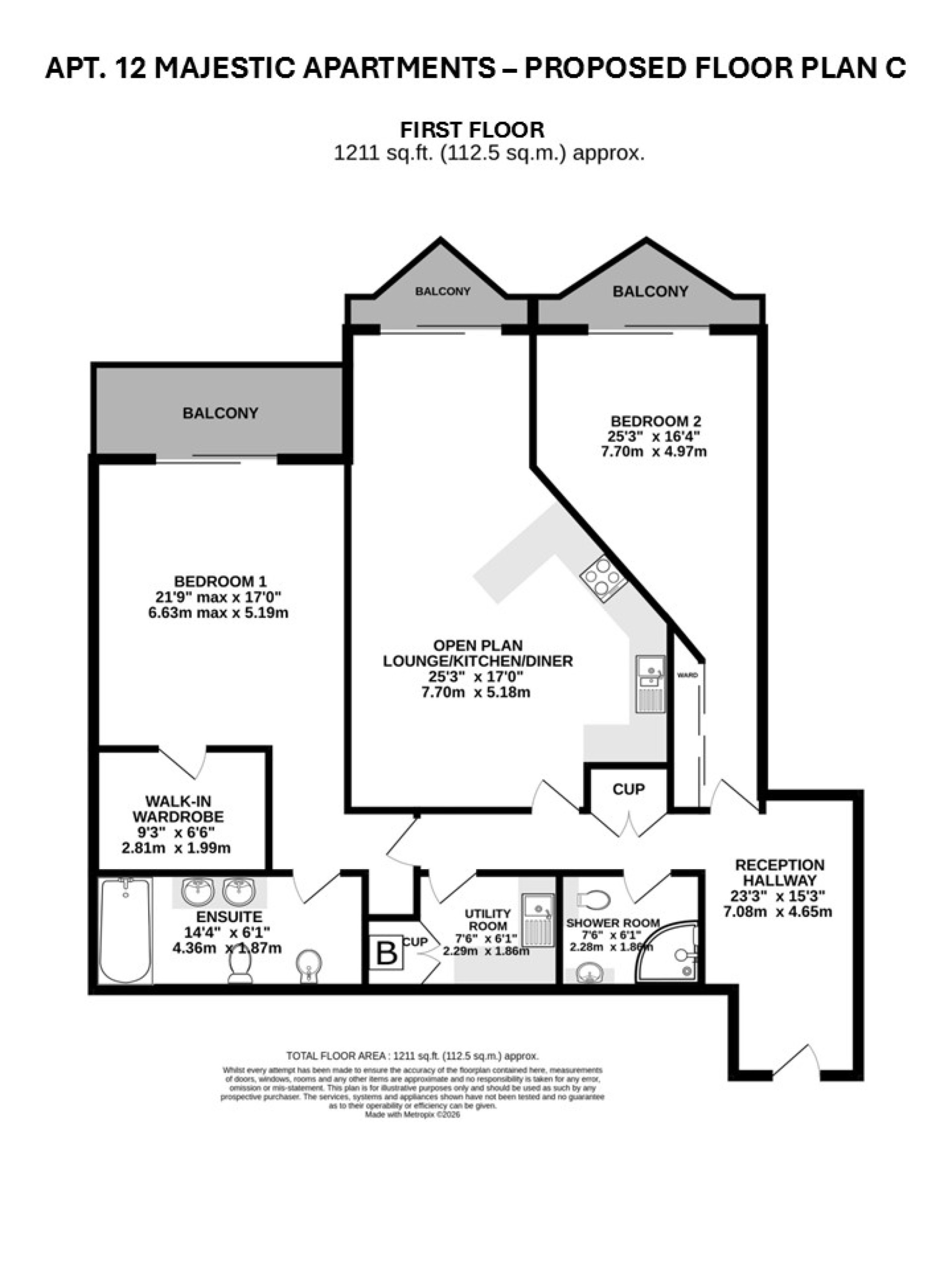 Floorplan — Apt. 12 Majestic Apartments, King Edward Road, Onchan, IM3 2BD. — Plan 4 of 5