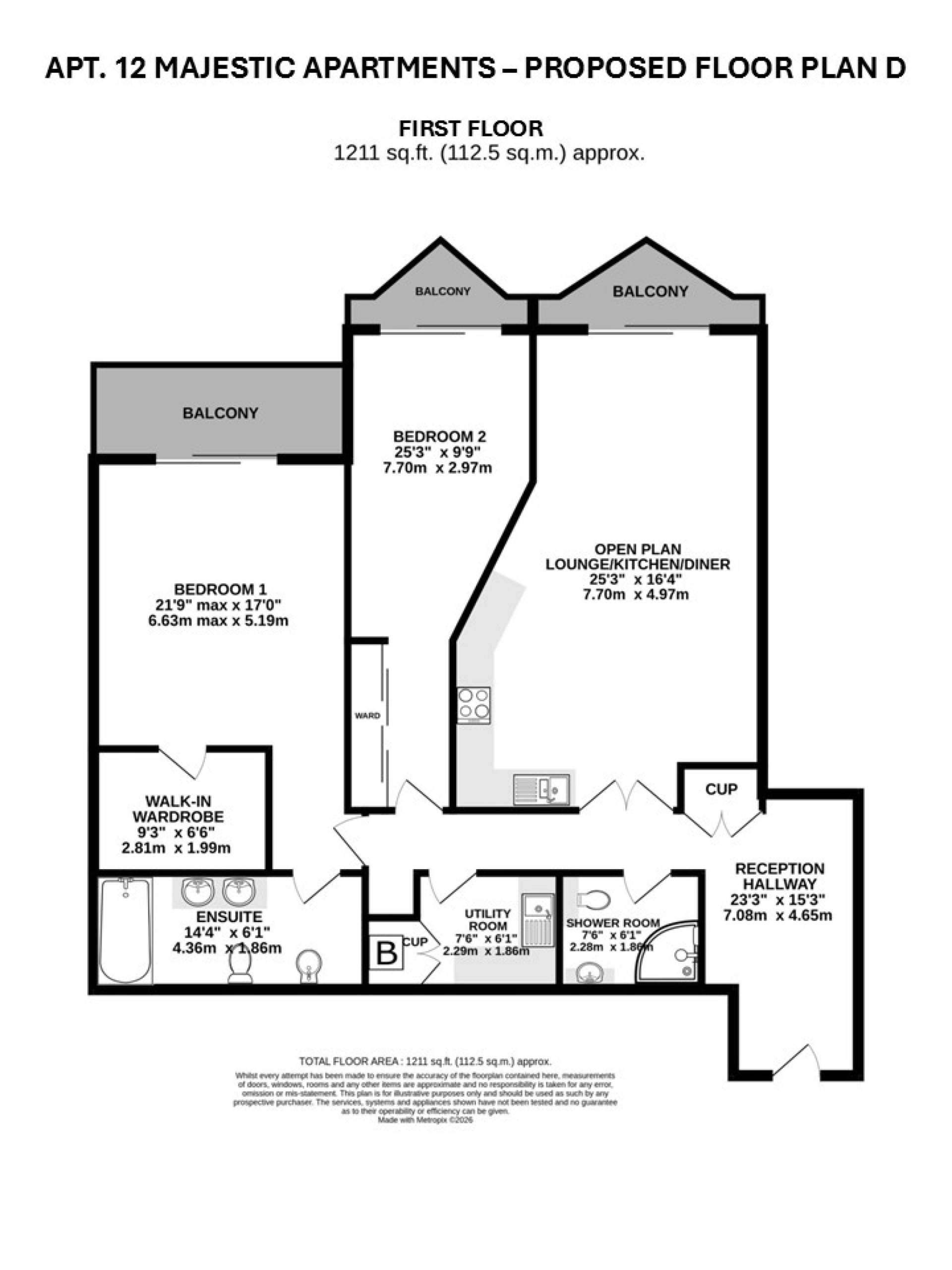 Floorplan — Apt. 12 Majestic Apartments, King Edward Road, Onchan, IM3 2BD. — Plan 5 of 5