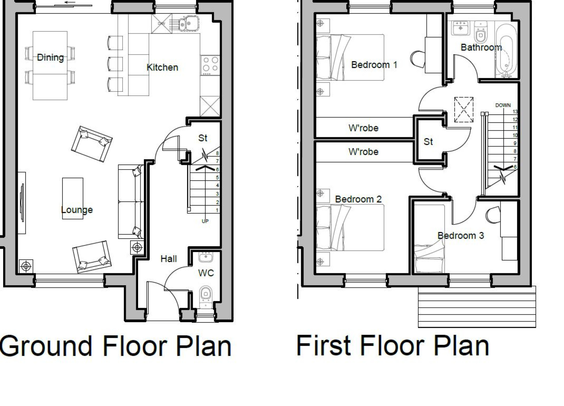 Floorplan — Plot 3 Oatlands, Oatlands Road, Andreas, IM7 4ER.