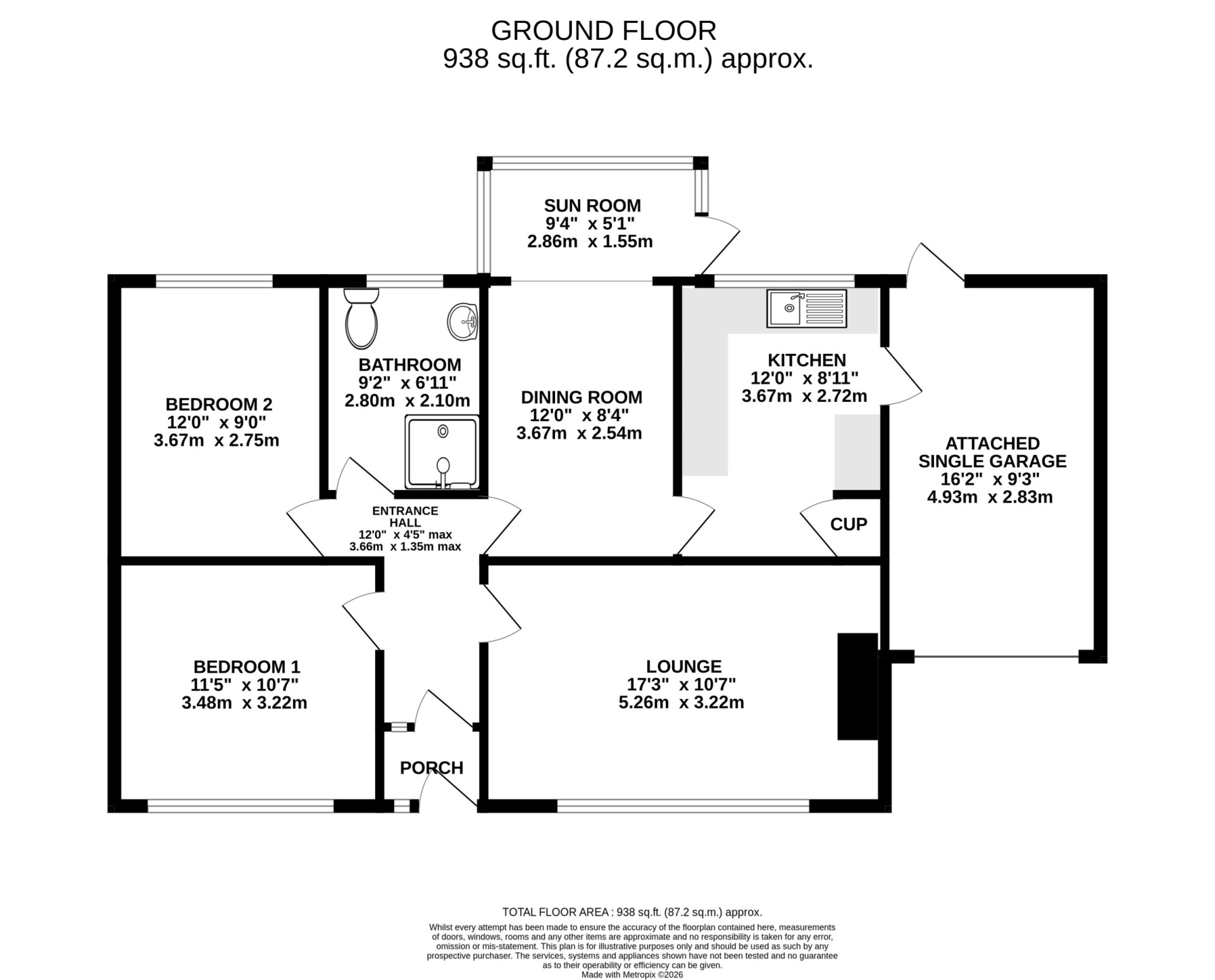 Floorplan — 91 Hawthorne Grove, Ballasalla, IM9 2EB.