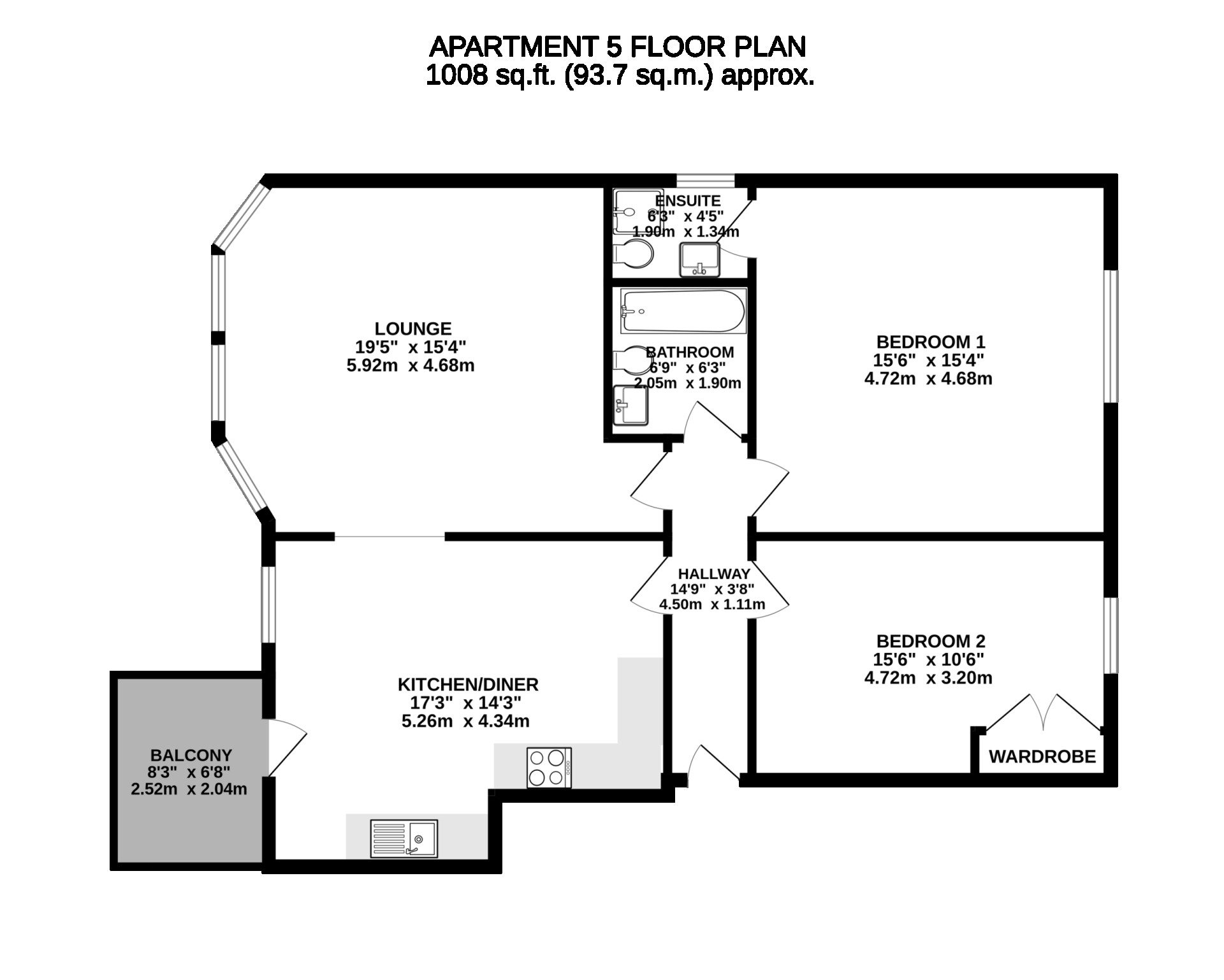 Floorplan — Apt 7 The Waterfront, Mooragh Promenade, Ramsey, IM8 3AW.