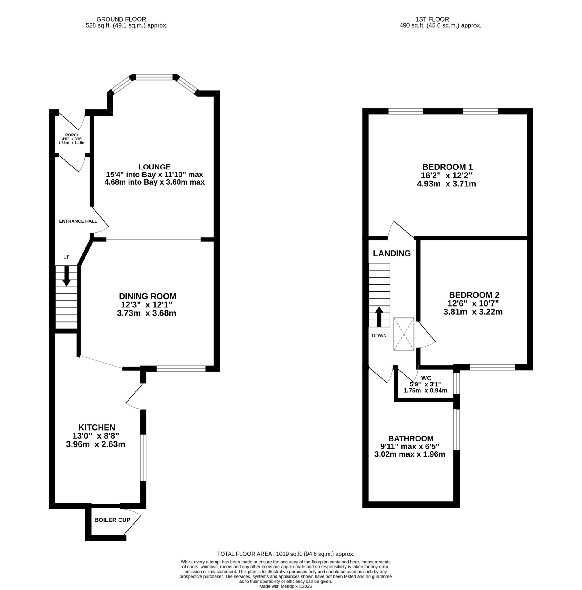 Floorplan — 45 Governors Road, Onchan, IM3 1AY.