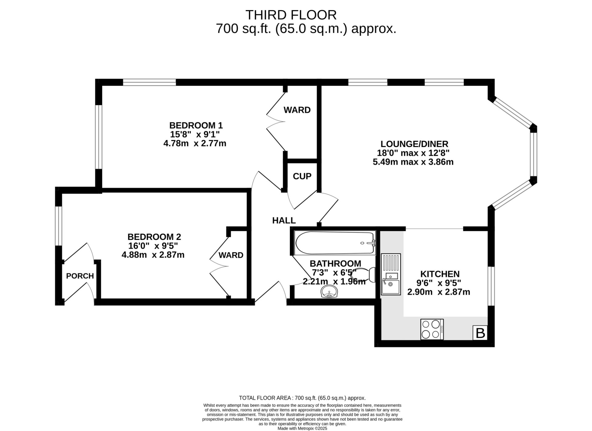 Floorplan — Apt. 45 Piccadilly Court, Queens Promenade, Douglas, IM2 4NS.
