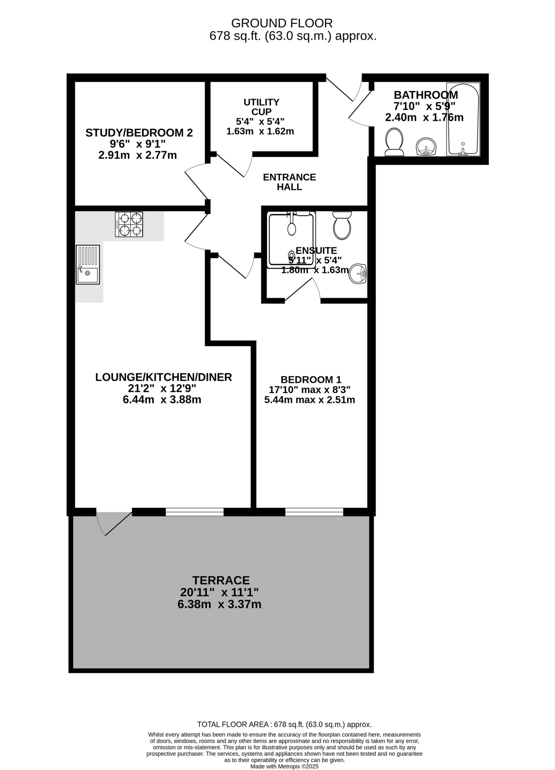 Floorplan — Apt. 2 Harris View Apartments, Mona Terrace, Douglas, IM1 3NA.