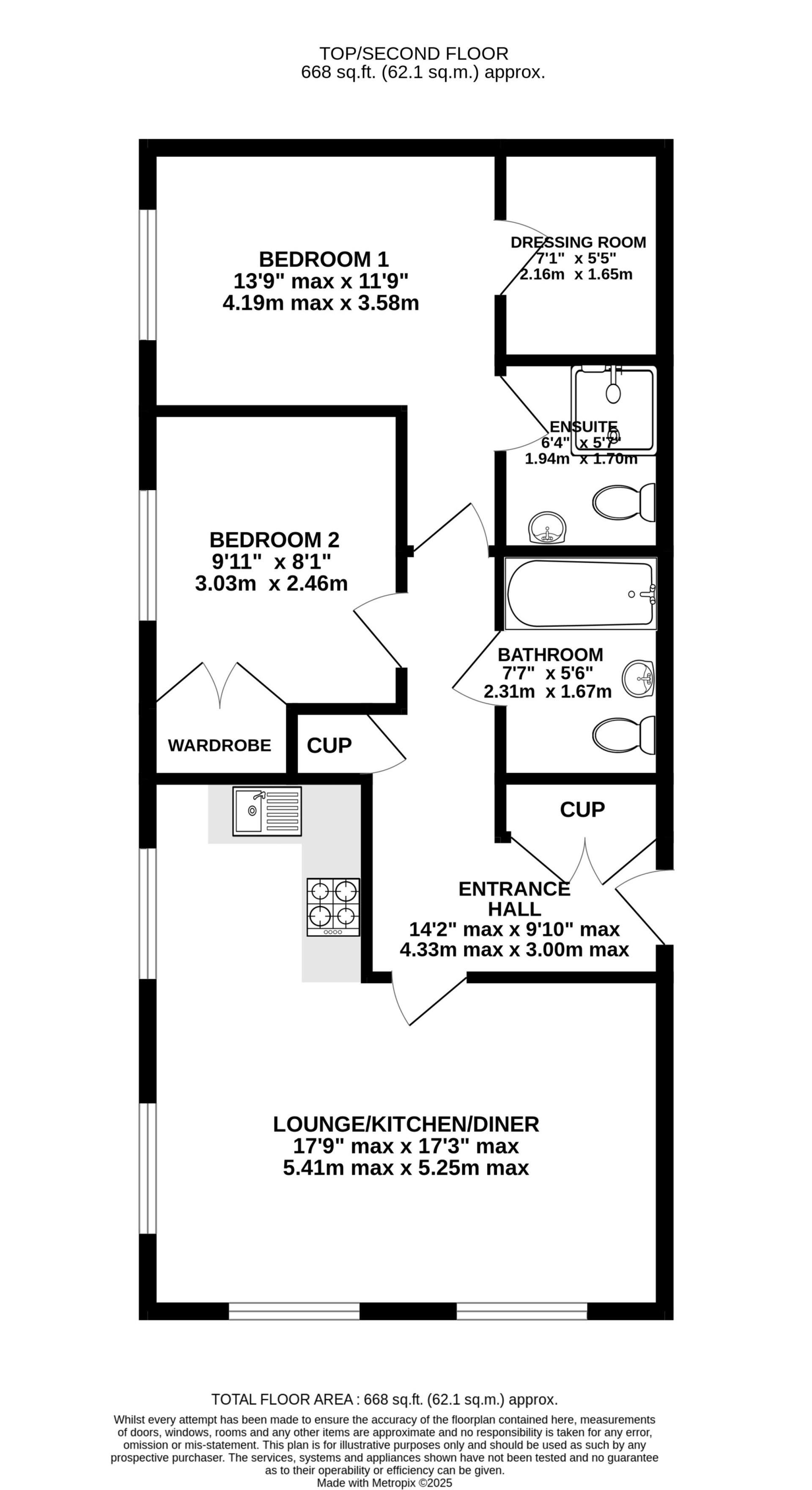 Floorplan — Apt. 10 Harris View Apartments, Mona Terrace, Douglas, IM1 3NA.