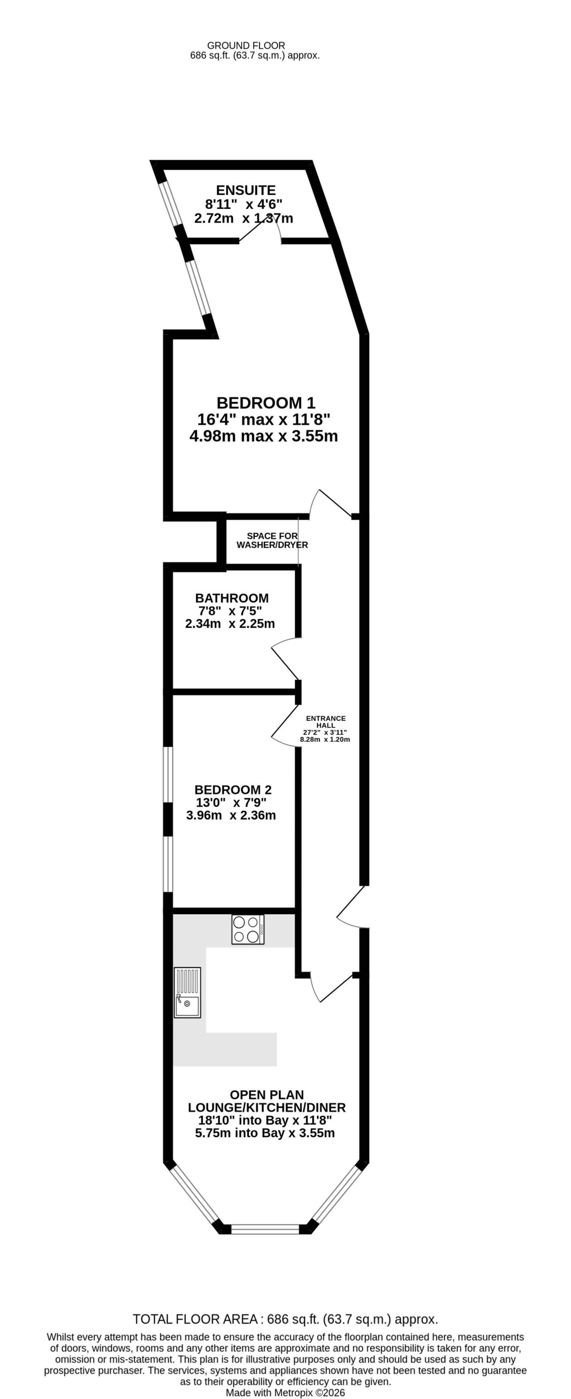 Floorplan — Apt. 1, 14 Mona Drive, Douglas, IM2 4LF.