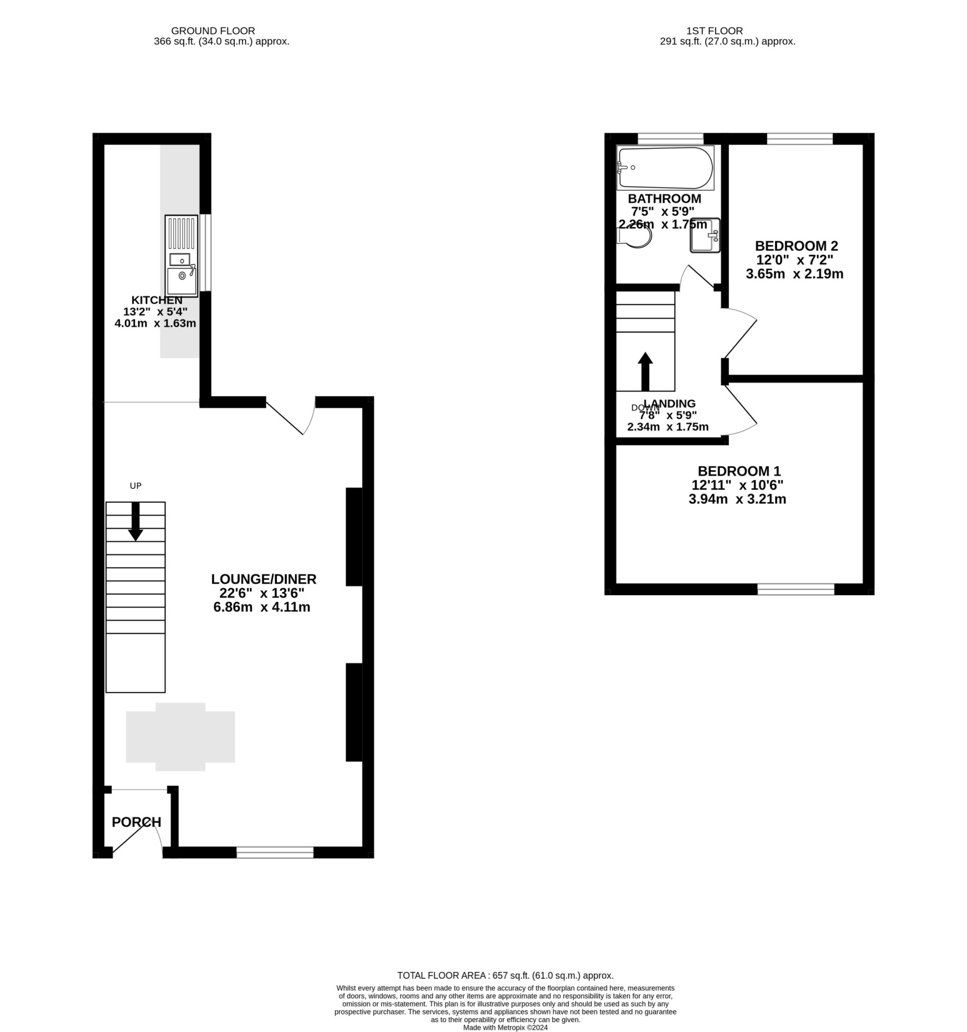 Floorplan — 12 Marsden Terrace, Ramsey, IM8 3DS.