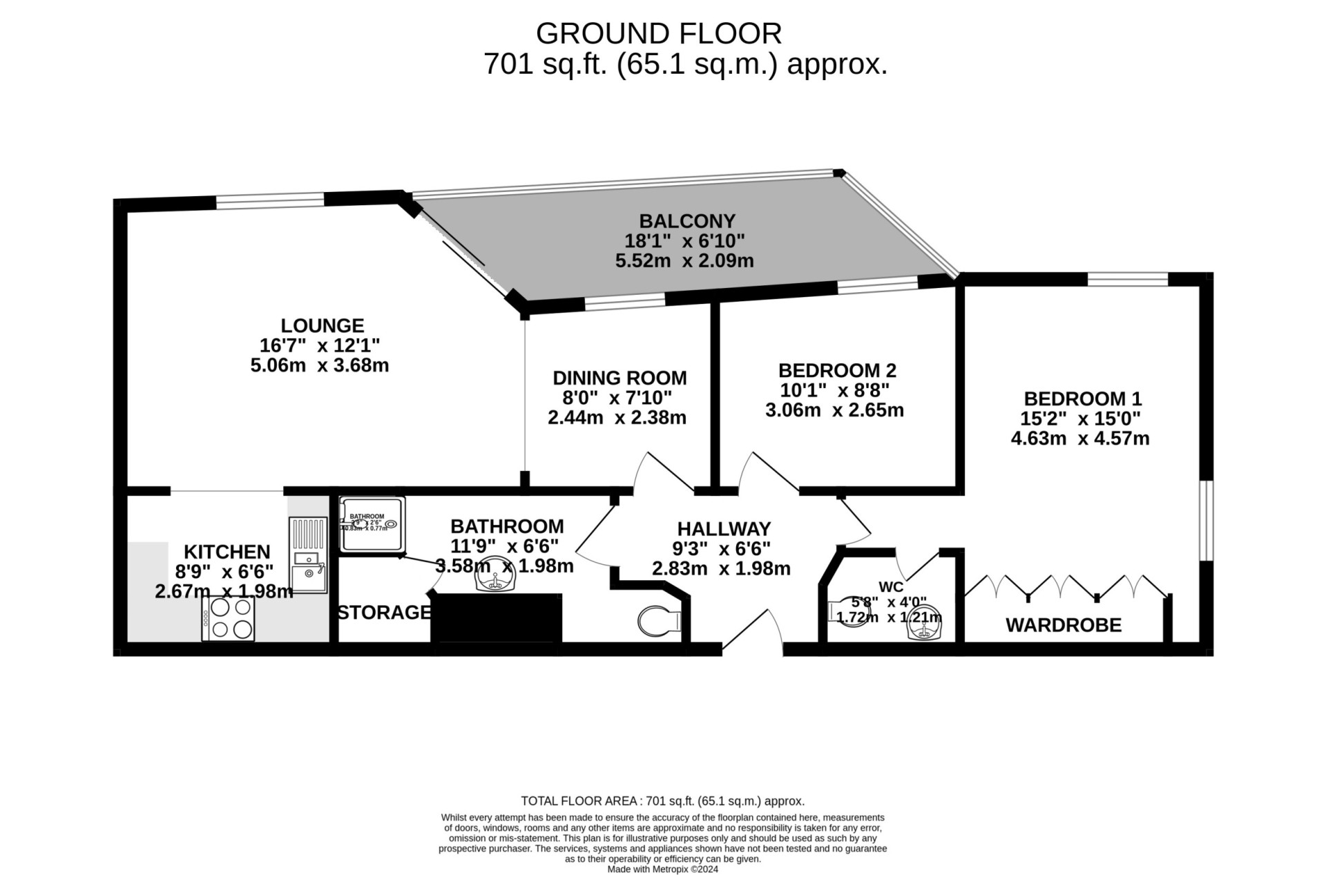 Floorplan — Apt. 307, Queens Court, Ramsey, IM8 1LL.
