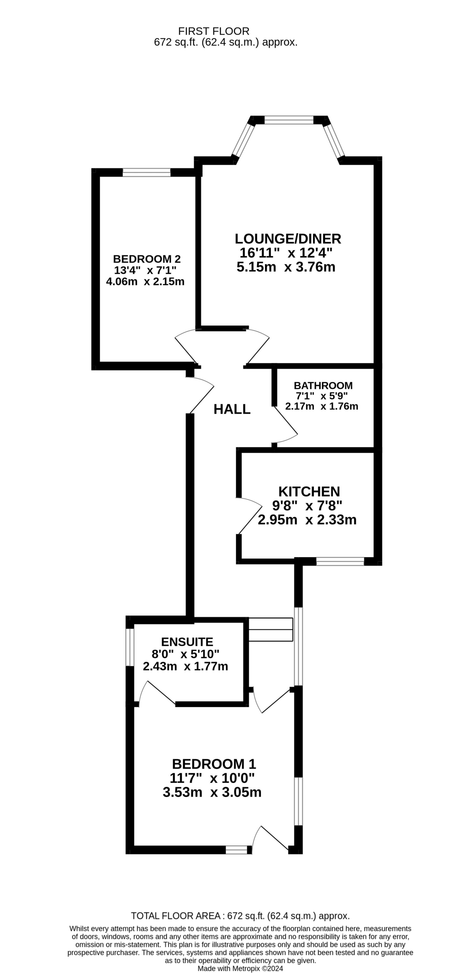 Floorplan — Apt. 2, 19 Royal Avenue West, Onchan, IM3 1HB.