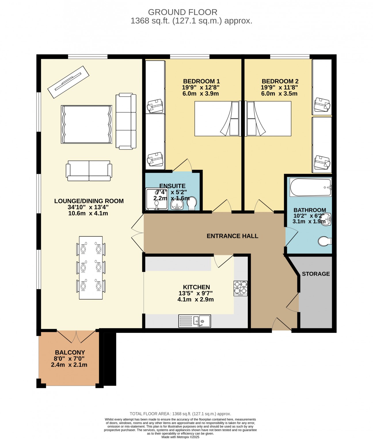 Floorplan — Apartment 14, The Pavillions, Fairway Drive, Ramsey, Isle of Man, IM8 2BA.