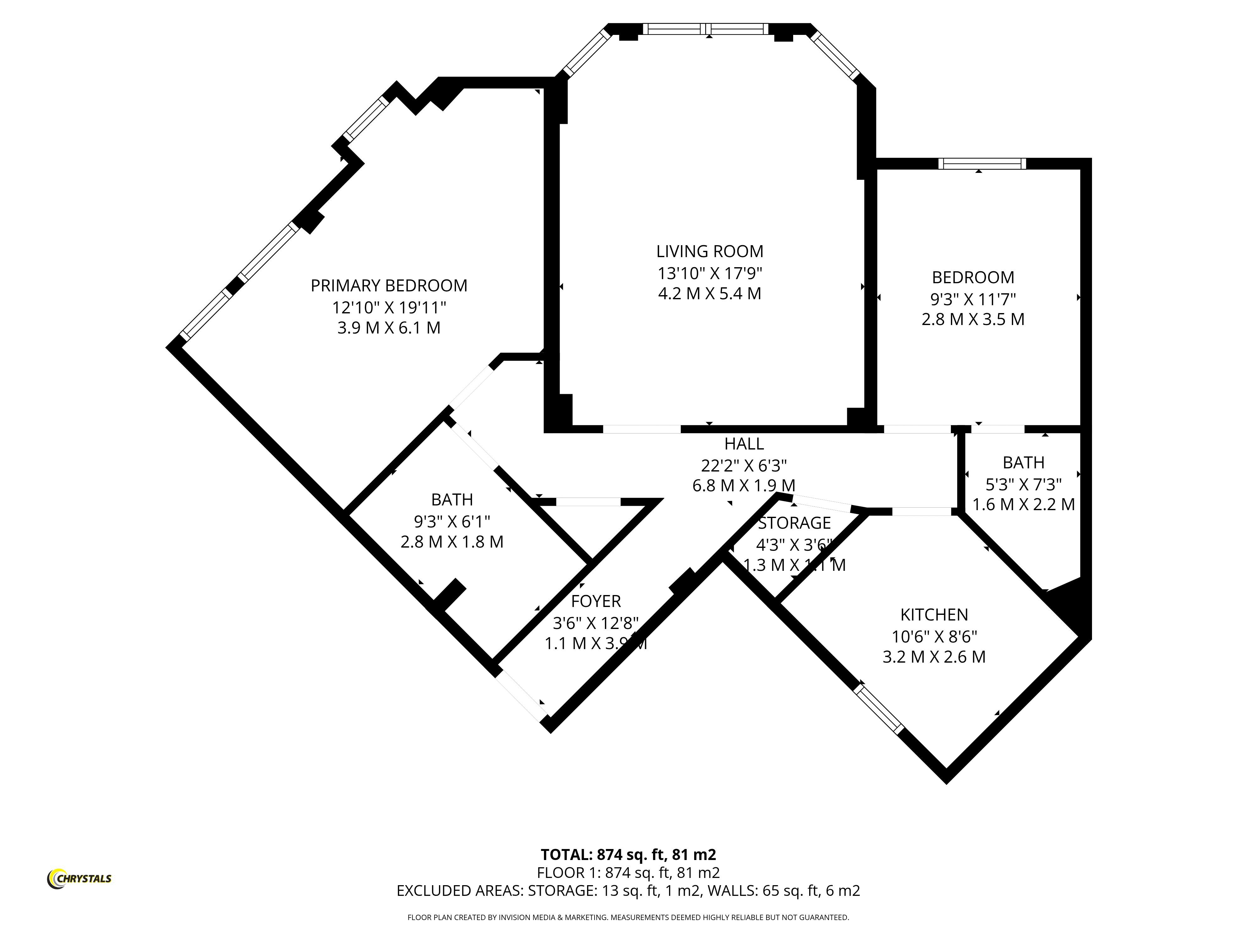 Floorplan — 29 Central Apartments, Central Promenade, Douglas IM2 4EL.