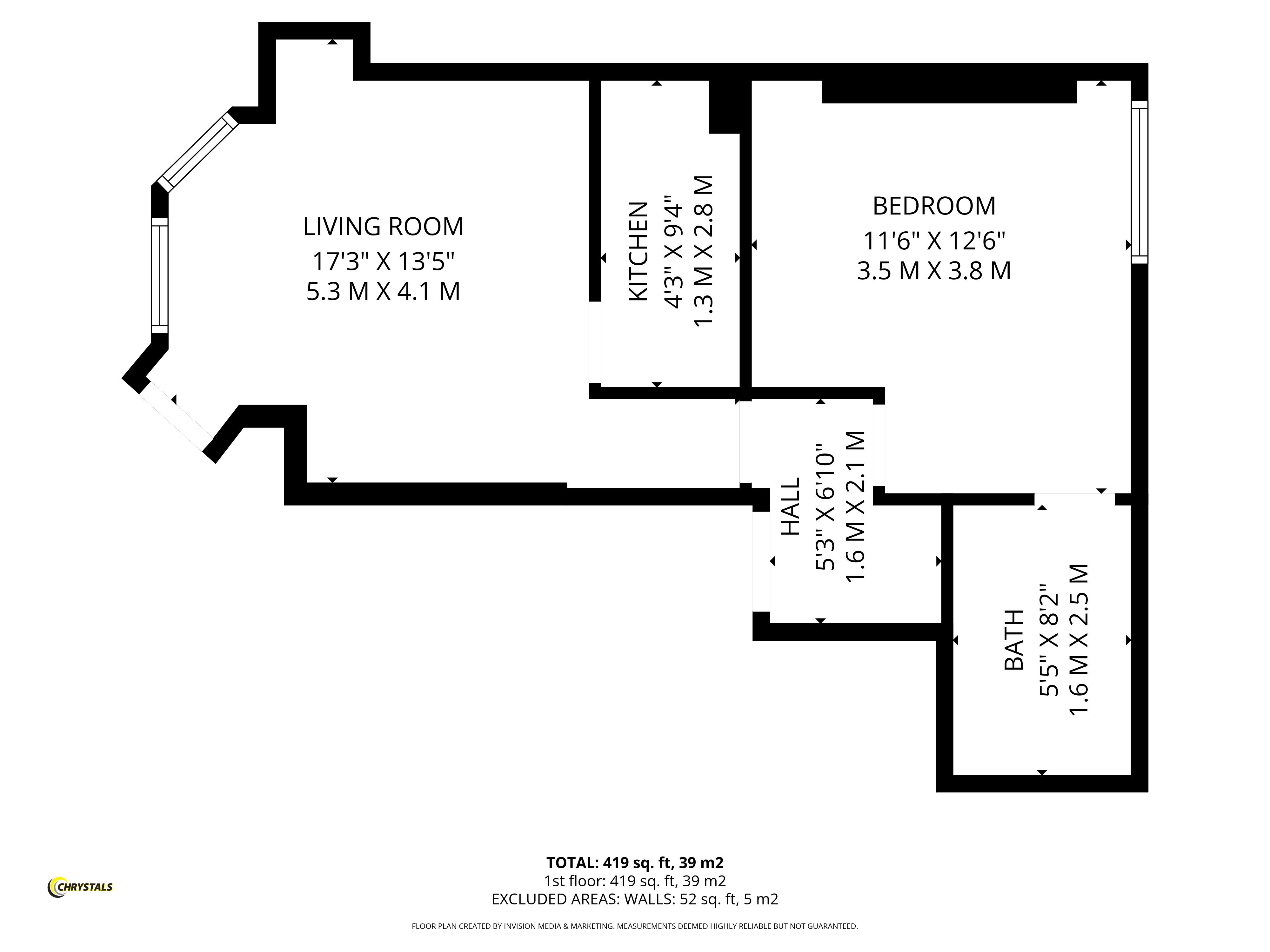 Floorplan — Flat 1, 11 Woodville Terrace, Douglas IM2 4HB.