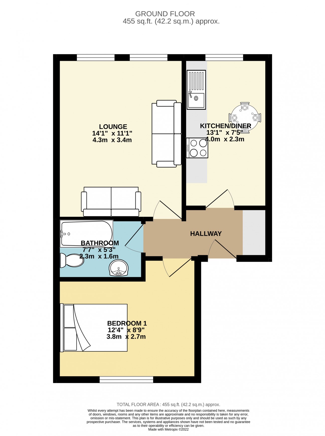 Floorplan — Flat 3, 12, Derby Road, Douglas, IM2 3ET.