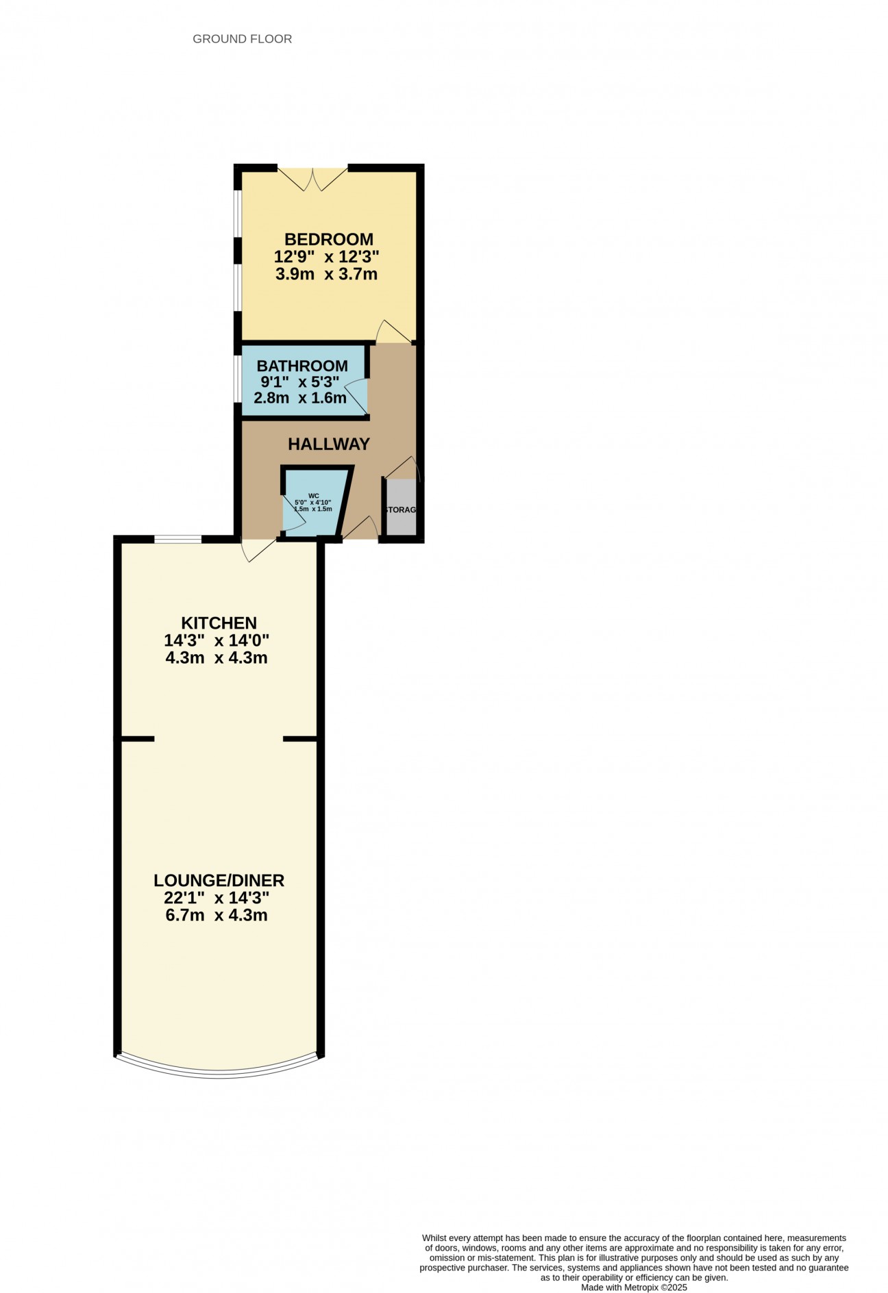 Floorplan — Flat 9, Clybane, Mooragh Promenade, Ramsey, Isle of Man, IM8 3BA.