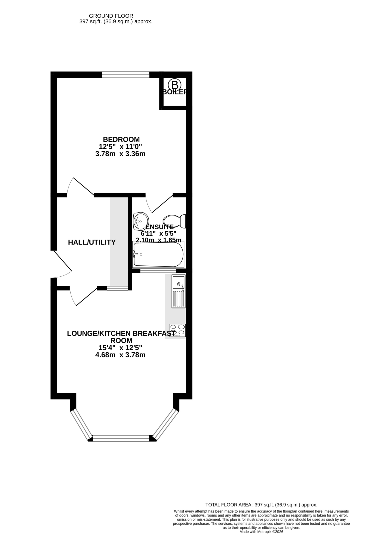 Floorplan — Flat 1, 12 Belmont Terrace, Douglas.