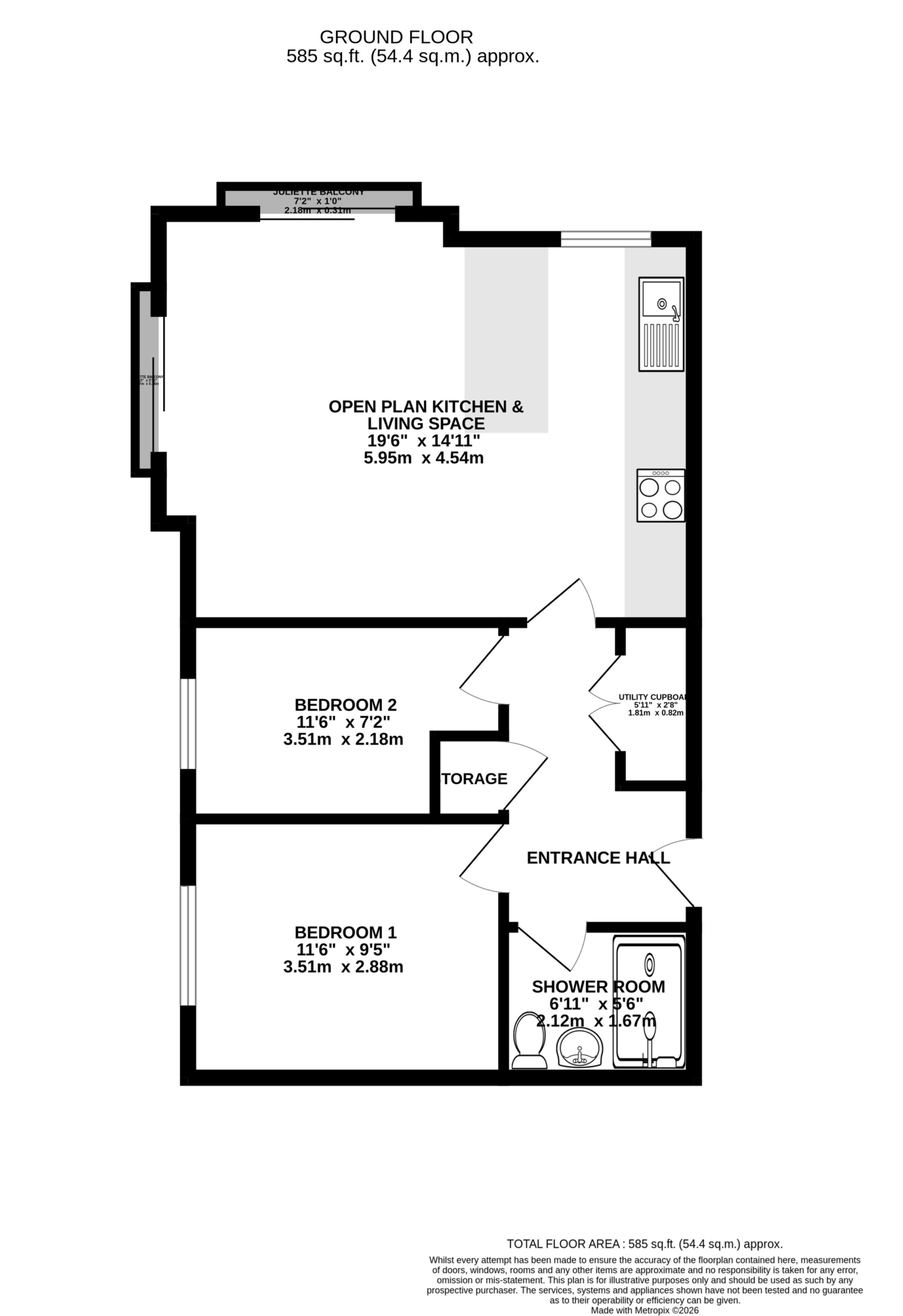 Floorplan — Apartment 1, Slieau Ree, Union Mills.