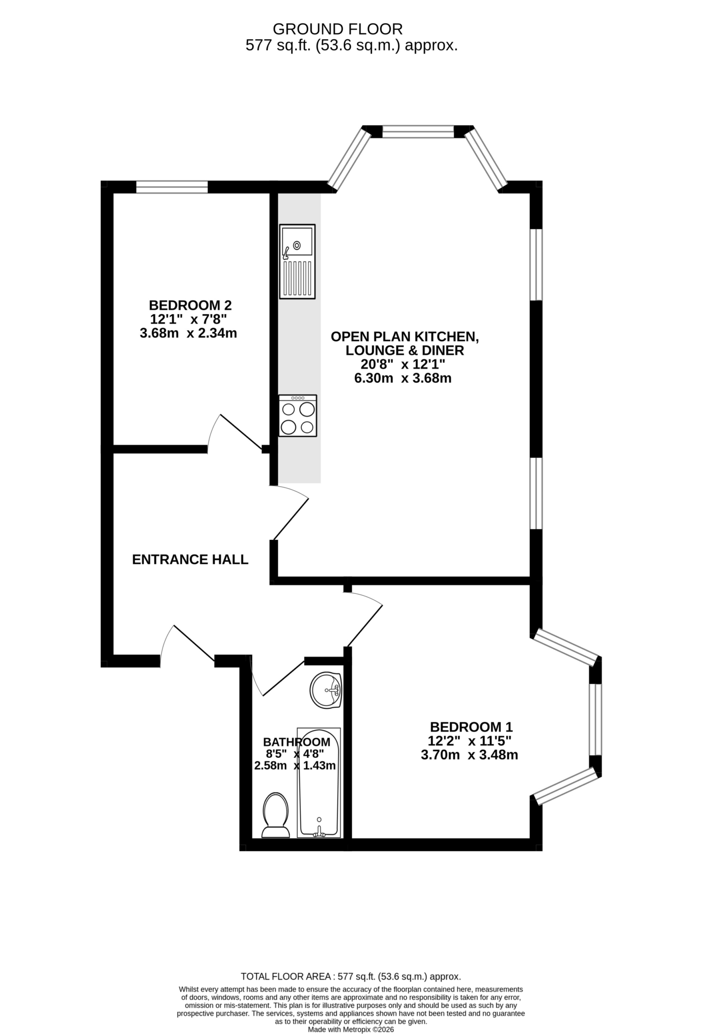 Floorplan — Apartment 1, 142 Bucks Road, Douglas.