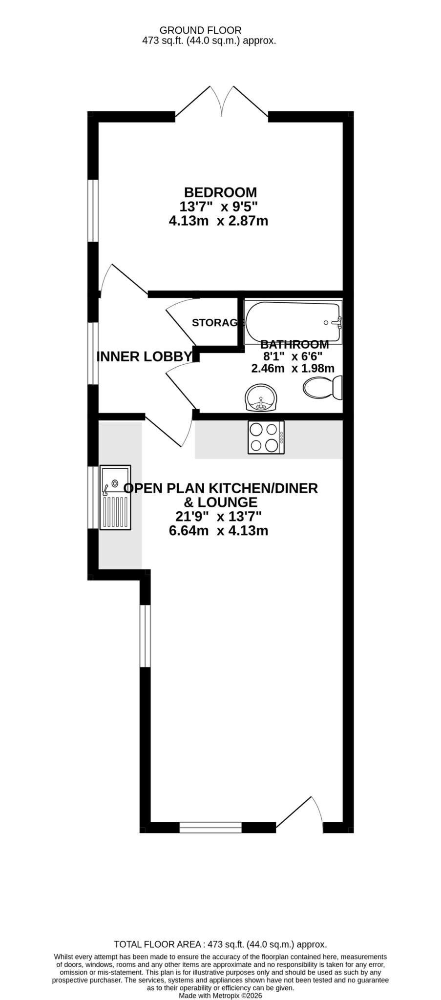 Floorplan — Pinfold Holiday Cottages, Laxey. — Plan 2 of 3