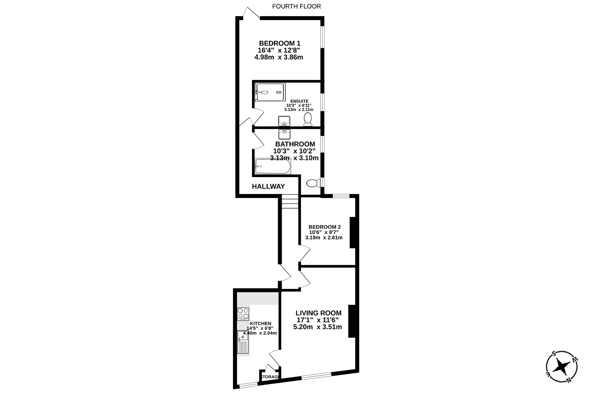 Floorplan — Flat 9, Atholville, Castle Drive, Douglas.