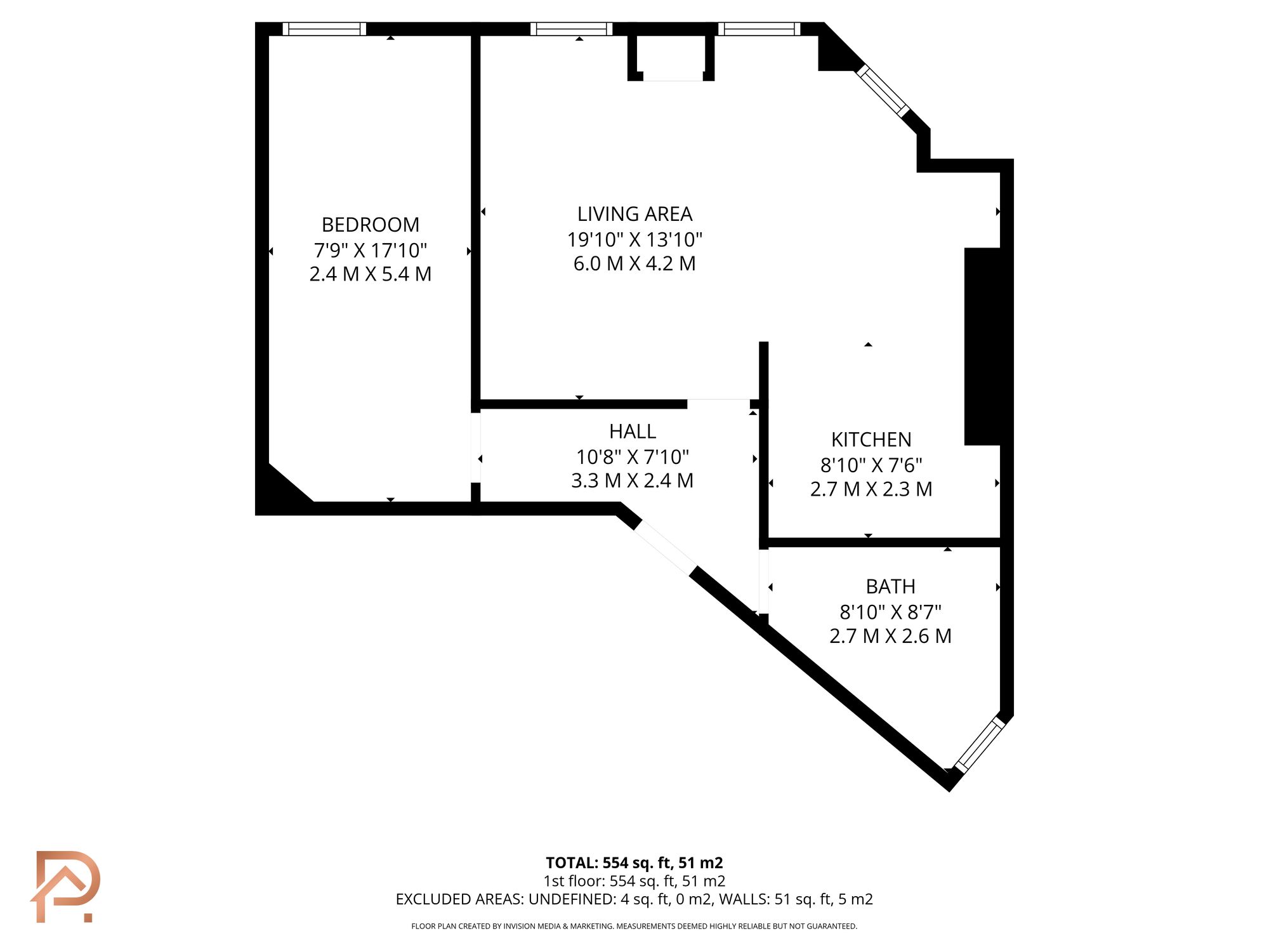 Floorplan — 1 bed flat for sale in Stanley Mount East, Ramsey, IM8.