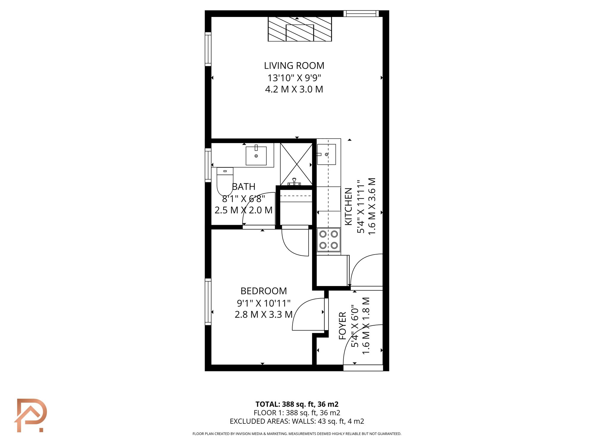 Floorplan — 1 bed flat for sale in Mooragh Promenade, Ramsey, IM8.