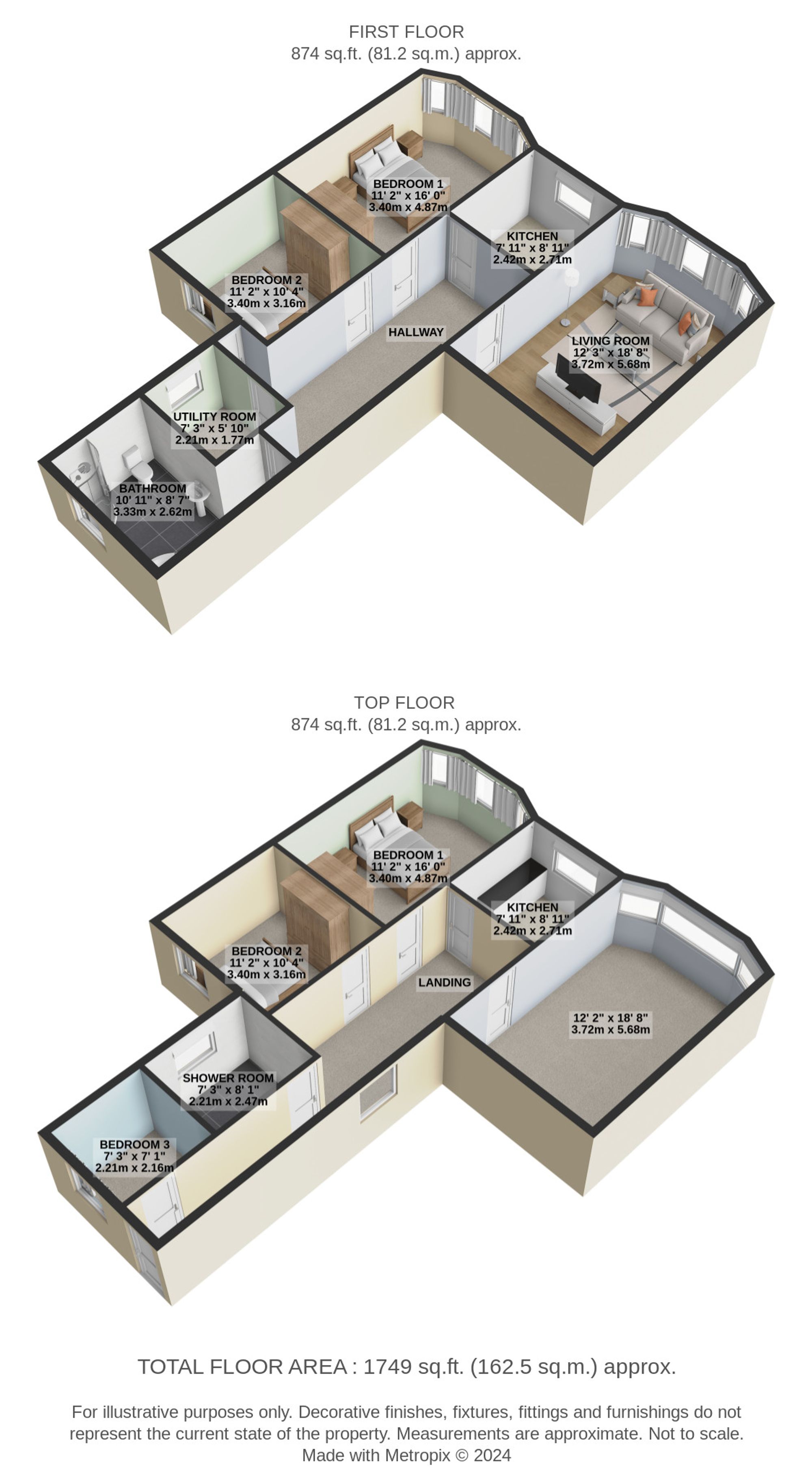 Floorplan — 4 bed apartment for sale in Marine Parade, Peel, IM5.