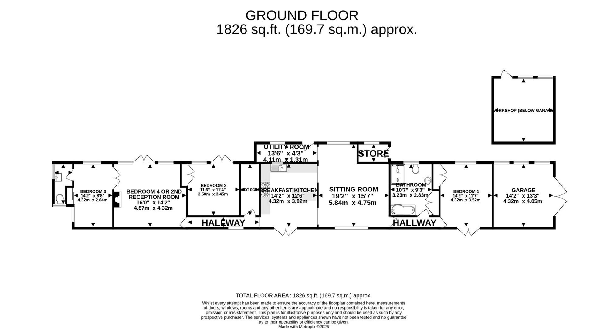 Floorplan — 4 bed detached bungalow for sale in Sulby Bridge, Sulby, IM7.