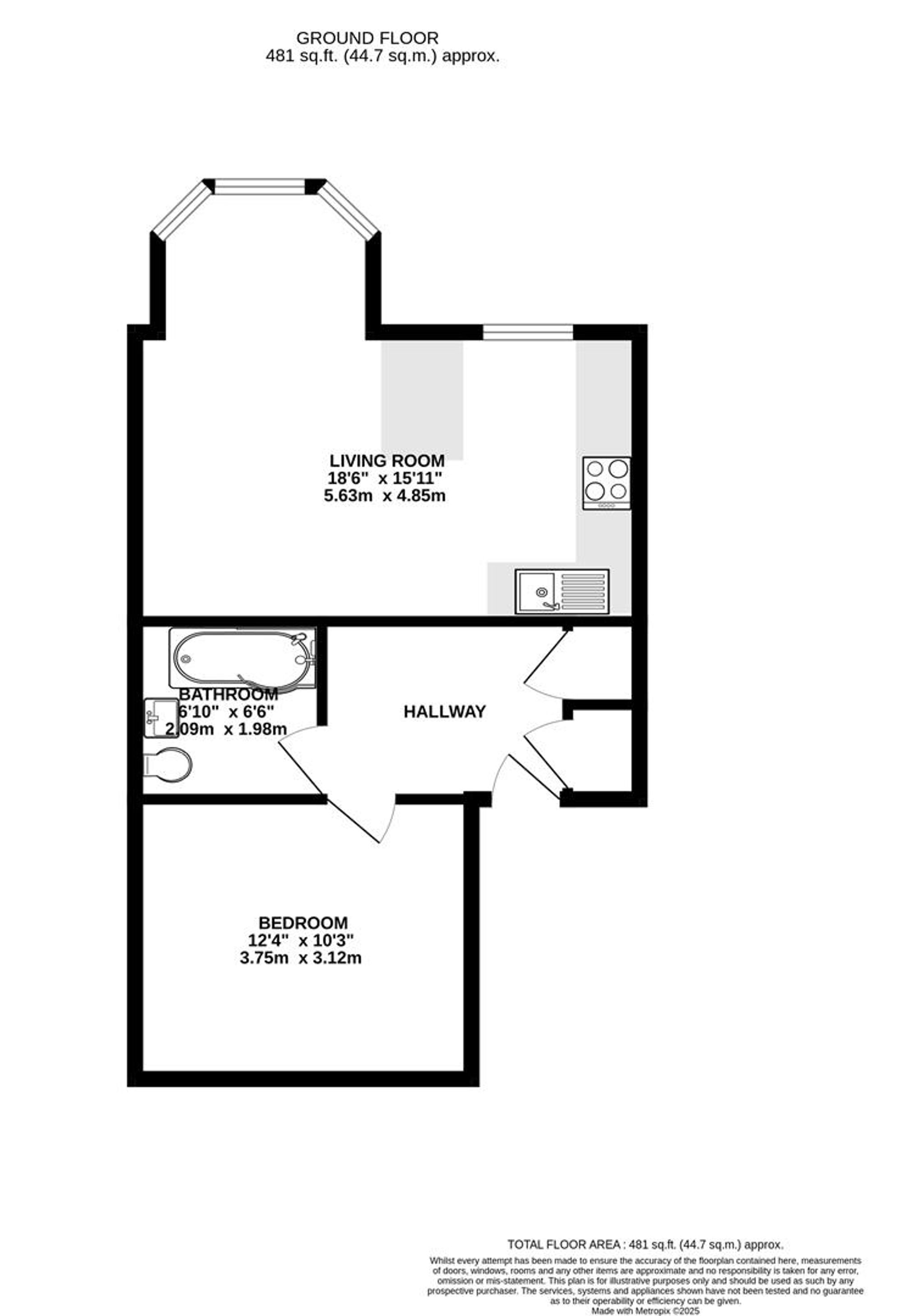 Floorplan — 1 bed apartment for sale in Belmont Terrace, Douglas, IM1.